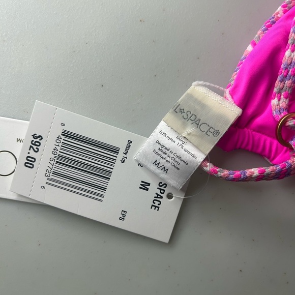 L*Space Brittany Triangle Bikini Top in Electric Pique Stripe Size Medium NWT - Picture 4 of 6